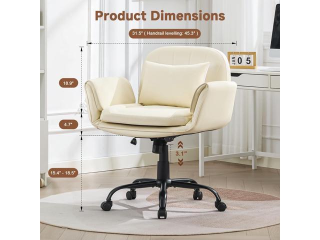 Criss Cross Chair with Armrests & Wheels, Adjustable PU Leather Vanity Chair, Comfortable Swivel Desk Chair, Computer Office Chair for Home,...