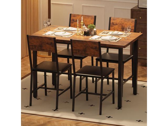 Kitchen Dining Table Set for 4, 5-Piece Kitchen Table and Chairs, Base Reinforcement Structure Dining Room Table Sets, Dining Table with 4 Chairs...