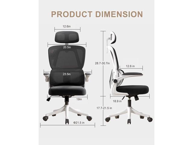 Office Chair Mesh Desk Chair, Ergonomic High-Back Rolling Gaming Work Chairs with Wheels and Adjustable Headrests,Comfortable Flip-up Arms for...