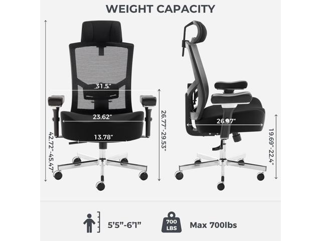 Big and Tall Office Chair 700lbs with Ergonomic W Wide Thick Seat Cushion, Oversized Mesh Desk Chair with Adjustable Lumbar for Heavy People,...