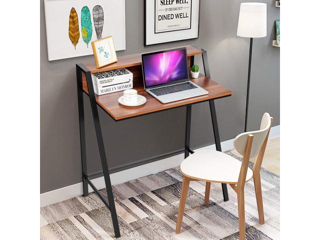 Tangkula Small Computer Desk, Compact Home Office Desk with Sturdy Frame, 2 Tier Study Writing Table for Small Place Apartment Office, Desk for...
