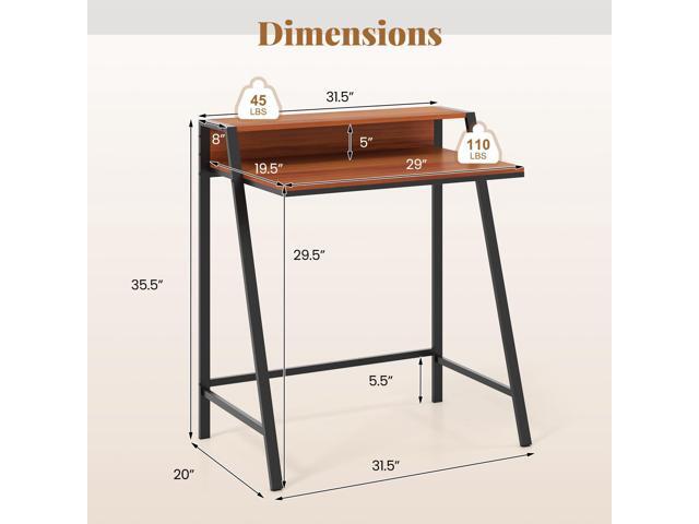 Tangkula Small Computer Desk, Compact Home Office Desk with Sturdy Frame, 2 Tier Study Writing Table for Small Place Apartment Office, Desk for...