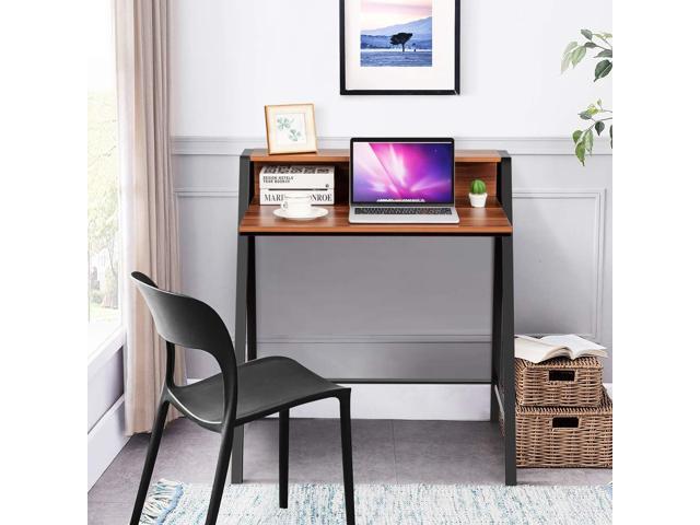 Tangkula Small Computer Desk, Compact Home Office Desk with Sturdy Frame, 2 Tier Study Writing Table for Small Place Apartment Office, Desk for...