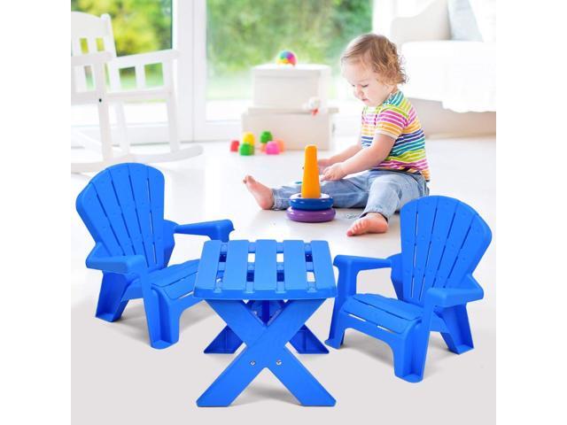 Costzon Kids Table and Chair Set, Outdoor Toddler Activity Table and Adirondack Chairs for Picnic, Garden, Patio, Backyard & Beach, Kids Outdoor...