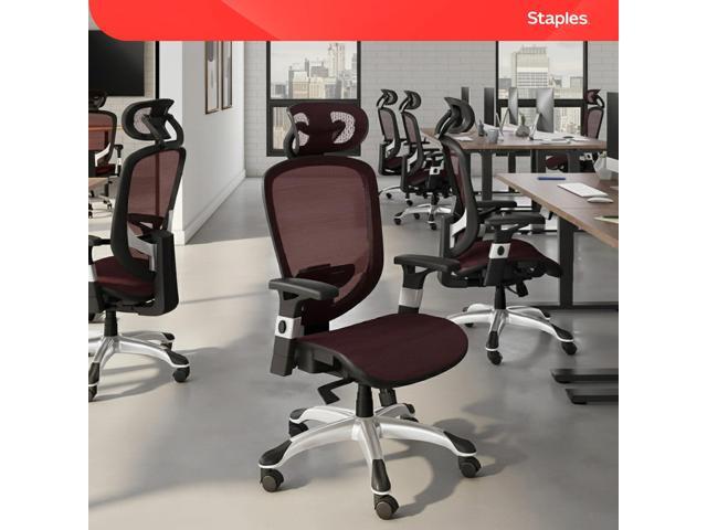 STAPLES Hyken Ergonomic Task Chair, Mesh, Ergonomic, Lumbar Support, Swivel, Maroon