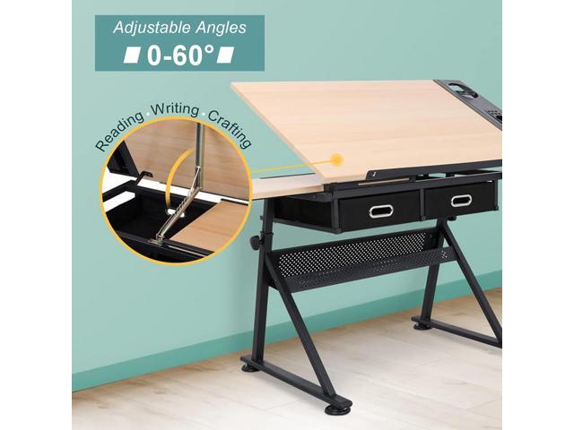 ZENY Drafting Table Art Desk Drawing Table Height Adjustable Artist Table with Tilted Tabletop, Drafting Stool and Storage Drawer for Reading,...
