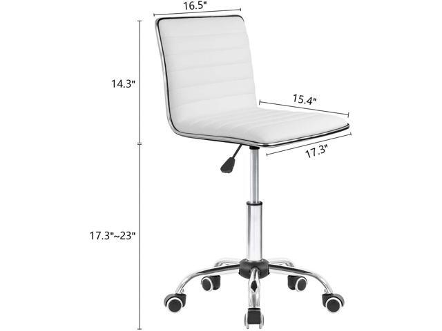 Homall Modern Adjustable Low Back Armless Ribbed Task Office Desk Vanity Swivel Rolling Leather Computer Conference Chair (White)