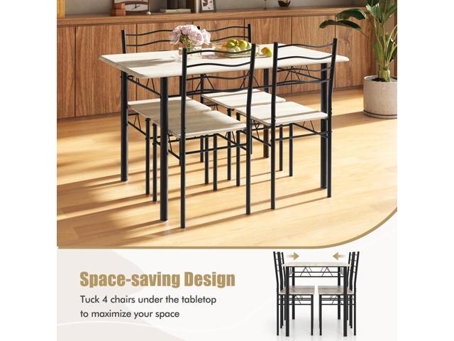 Giantex 47-inches Dining Table Set for 4, Rectangular Kitchen Table with 4 Dining Chairs, Metal Frame, 5-Piece Space-Saving Dinette Set for Small...