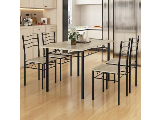 Giantex 47-inches Dining Table Set for 4, Rectangular Kitchen Table with 4 Dining Chairs, Metal Frame, 5-Piece Space-Saving Dinette Set for Small...