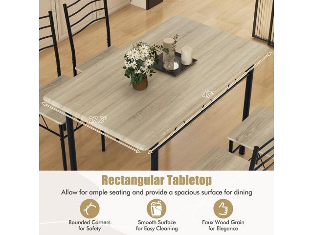 Giantex 47-inches Dining Table Set for 4, Rectangular Kitchen Table with 4 Dining Chairs, Metal Frame, 5-Piece Space-Saving Dinette Set for Small...