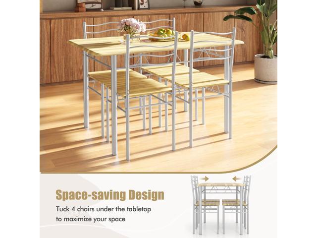Giantex 47-inches Dining Table Set for 4, Rectangular Kitchen Table with 4 Dining Chairs, Metal Frame, 5-Piece Space-Saving Dinette Set for Small...