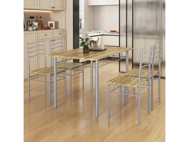 Giantex 47-inches Dining Table Set for 4, Rectangular Kitchen Table with 4 Dining Chairs, Metal Frame, 5-Piece Space-Saving Dinette Set for Small...