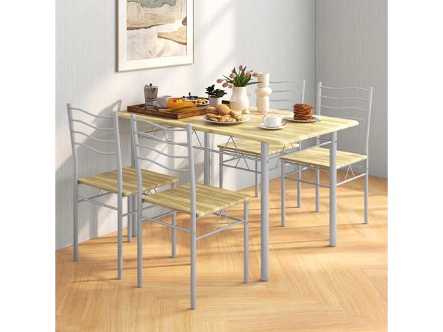 Giantex 47-inches Dining Table Set for 4, Rectangular Kitchen Table with 4 Dining Chairs, Metal Frame, 5-Piece Space-Saving Dinette Set for Small...