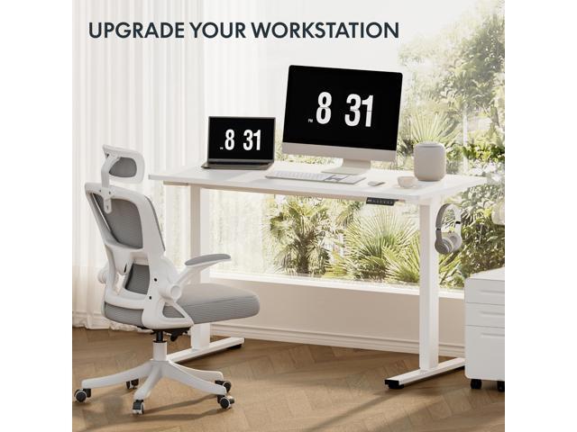 FLEXISPOT EN1 Height Adjustable Standing Desk Frame with Memory Controller, Electric Sit Stand Desk Base for Home and Office (White Frame Only)
