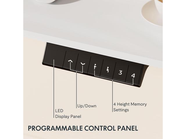 FLEXISPOT EN1 Height Adjustable Standing Desk Frame with Memory Controller, Electric Sit Stand Desk Base for Home and Office (White Frame Only)