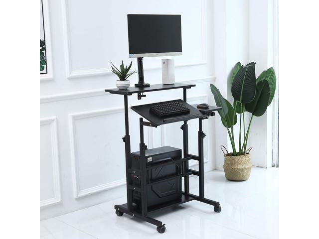UNICOO Portable Standing Desk on Wheels, Height Adjustable Mobile Workstation, Versatile for Home Office, Rolling Sit to Stand Design, Ergonomic -...