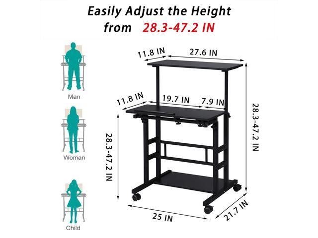 UNICOO Portable Standing Desk on Wheels, Height Adjustable Mobile Workstation, Versatile for Home Office, Rolling Sit to Stand Design, Ergonomic -...