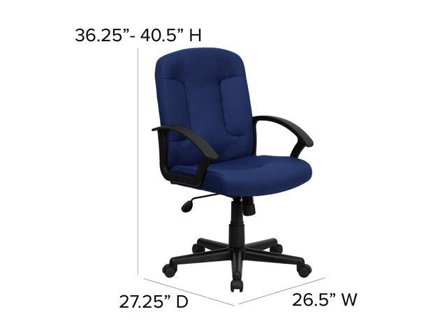 EMMA + OLIVER Mid-Back Navy Fabric Executive Swivel Office Chair with Nylon Arms