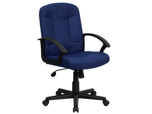 EMMA + OLIVER Mid-Back Navy Fabric Executive Swivel Office Chair with Nylon Arms