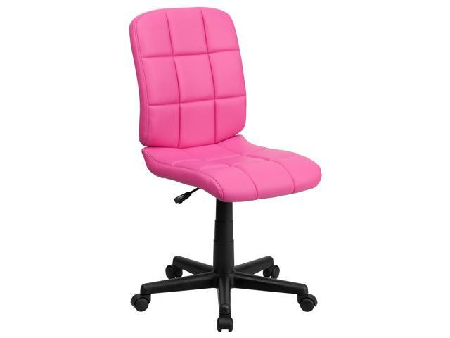 EMMA + OLIVER Mid-Back Pink Quilted Vinyl Swivel Task Office Chair