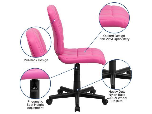 EMMA + OLIVER Mid-Back Pink Quilted Vinyl Swivel Task Office Chair