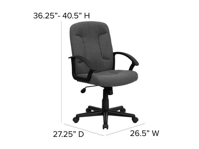 EMMA + OLIVER Mid-Back Gray Fabric Executive Swivel Office Chair with Nylon Arms