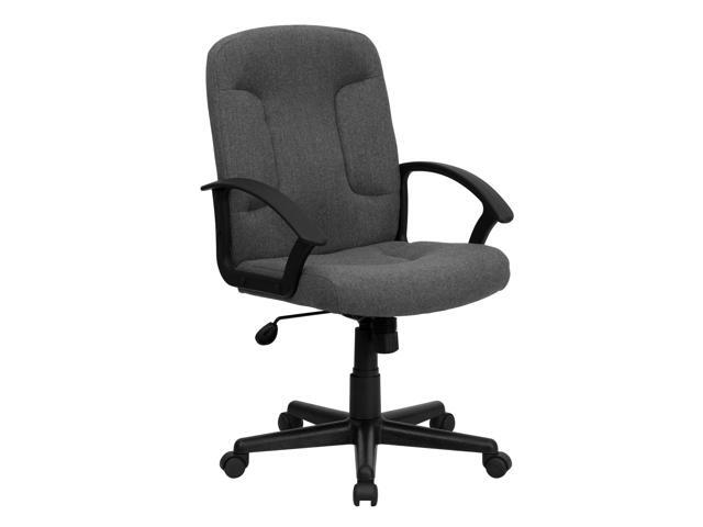 EMMA + OLIVER Mid-Back Gray Fabric Executive Swivel Office Chair with Nylon Arms