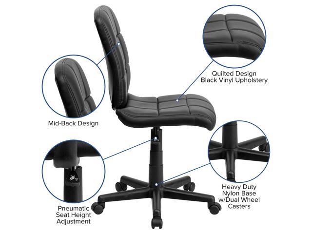 EMMA + OLIVER Mid-Back Black Quilted Vinyl Swivel Task Office Chair