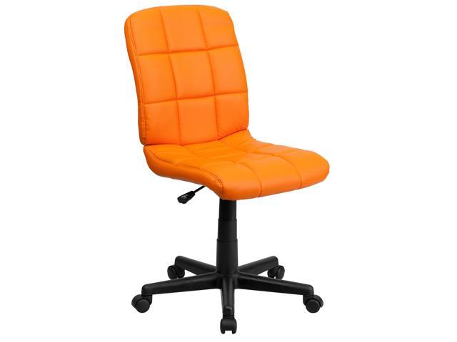 EMMA + OLIVER Mid-Back Orange Quilted Vinyl Swivel Task Office Chair