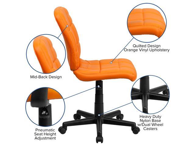 EMMA + OLIVER Mid-Back Orange Quilted Vinyl Swivel Task Office Chair