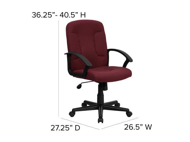 EMMA + OLIVER Mid-Back Burgundy Fabric Executive Swivel Office Chair with Nylon Arms