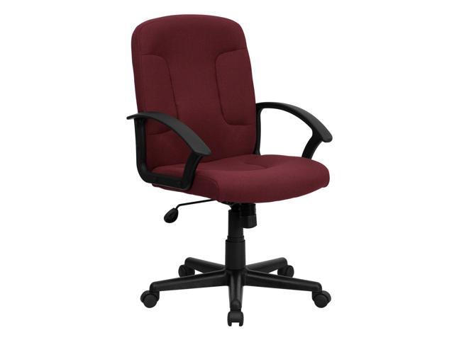 EMMA + OLIVER Mid-Back Burgundy Fabric Executive Swivel Office Chair with Nylon Arms