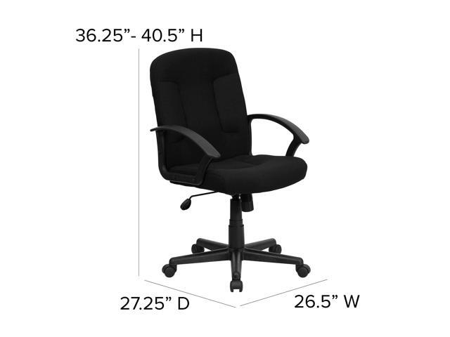 EMMA + OLIVER Mid-Back Black Fabric Executive Swivel Office Chair with Nylon Arms