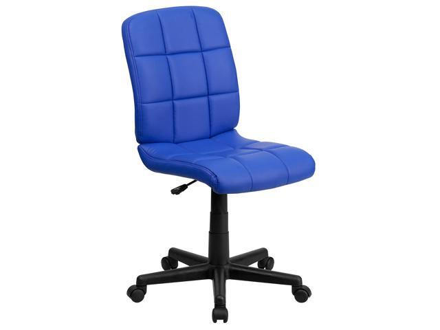 EMMA + OLIVER Mid-Back Blue Quilted Vinyl Swivel Task Office Chair