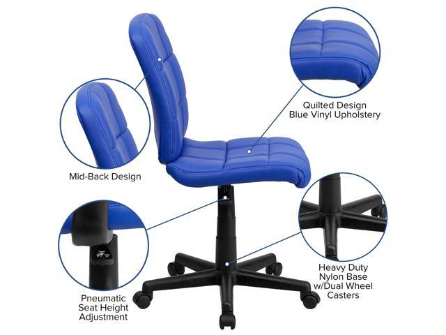 EMMA + OLIVER Mid-Back Blue Quilted Vinyl Swivel Task Office Chair