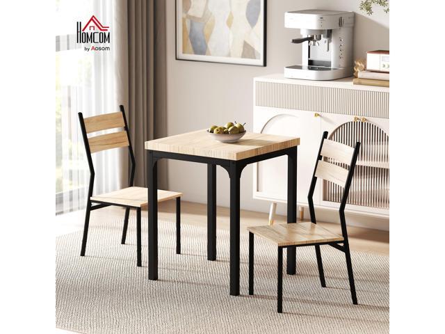 HOMCOM 3 Piece Dining Table Set for 2, Modern Kitchen Table and Chairs, Dining Room Set for Breakfast Nook, Small Space, Apartment, Space Saving,...