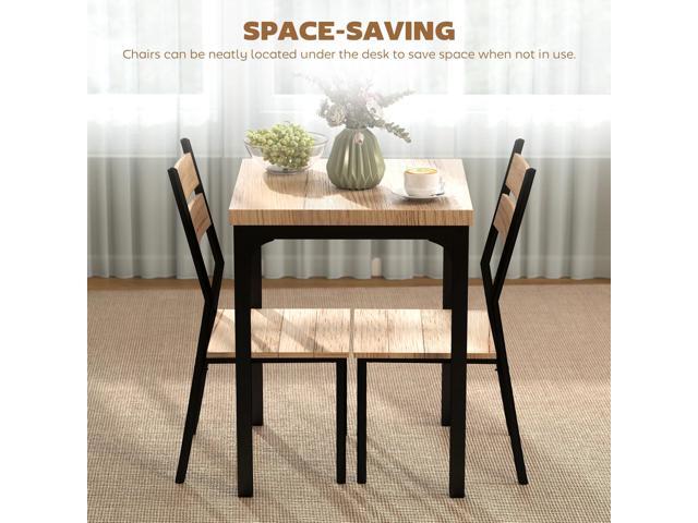 HOMCOM 3 Piece Dining Table Set for 2, Modern Kitchen Table and Chairs, Dining Room Set for Breakfast Nook, Small Space, Apartment, Space Saving,...