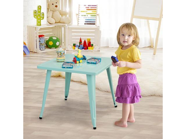 Costzon Kids Steel Table for Indoor/Outdoor Use, Preschool, Bedroom, Playroom, Activity Table for Toddlers Children Boys & Girls(Mint Green, Table)