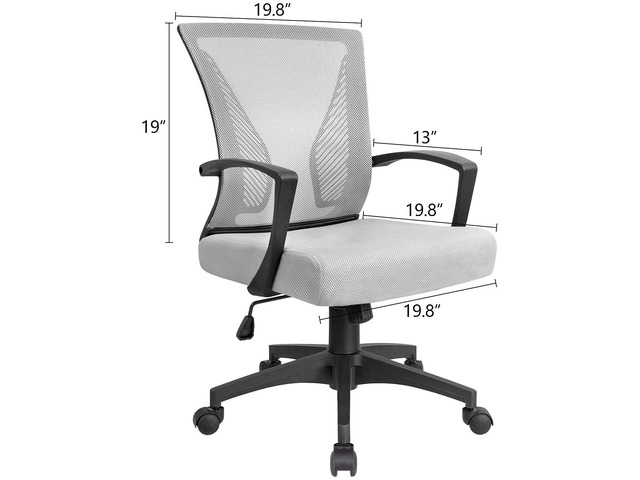 Ergonomic Grey Office Clearance Mesh Computer Lumbar Support Mid Back Study Desk Modern Executive Task Chair Cheap Adjustable Swivel, 19.8' x 19.8'...