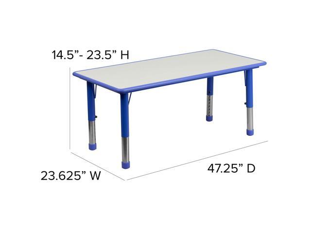 EMMA + OLIVER 23.625' W x 47.25' L Blue Plastic Activity Table Set-4 Chairs