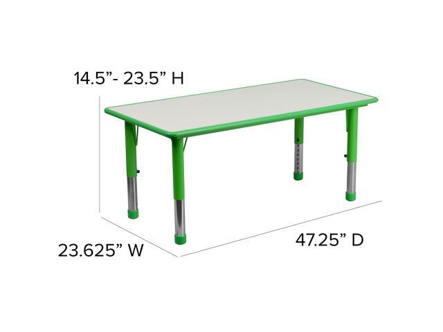 EMMA + OLIVER 23.625' W x 47.25' L Green Plastic Activity Table Set-6 Chairs