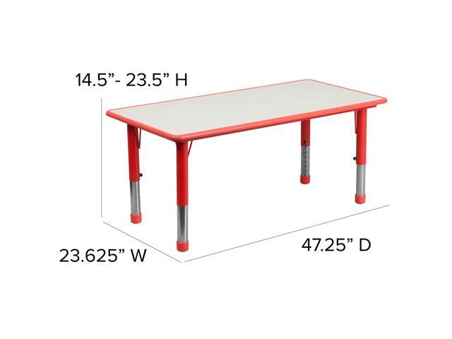 EMMA + OLIVER 23.625' W x 47.25' L Red Plastic Activity Table Set-4 Chairs