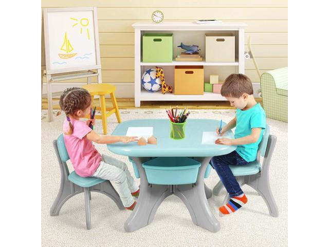 Costzon Kids Table and Chairs, 3 PCS Activity Desk Set w/ 4 Detachable Storage Bins for Indoor Outdoor Play Art Crafts Picnic Patio, Lightweight...