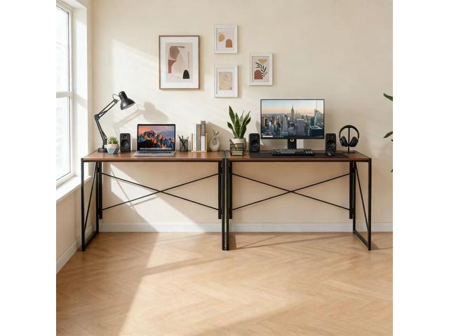 ZENY Folding Computer Desk 39'' Sturdy Writing Desk Gaming Desk Home Office PC Laptop Foldable Table Modern Simple Small Study Desk Steel Frame