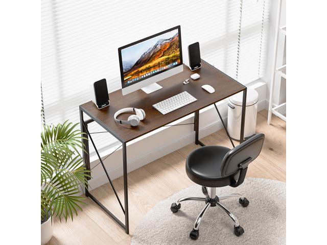 ZENY Folding Computer Desk 39'' Sturdy Writing Desk Gaming Desk Home Office PC Laptop Foldable Table Modern Simple Small Study Desk Steel Frame
