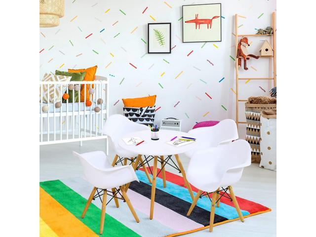 Costzon Kids Table and Chair Set, Mid-Century Modern Style Table Set Round Table with Armchairs for Toddler Children, Kids Dining Table and Chair...