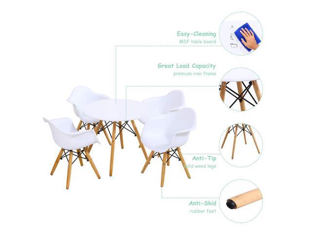 Costzon Kids Table and Chair Set, Mid-Century Modern Style Table Set Round Table with Armchairs for Toddler Children, Kids Dining Table and Chair...