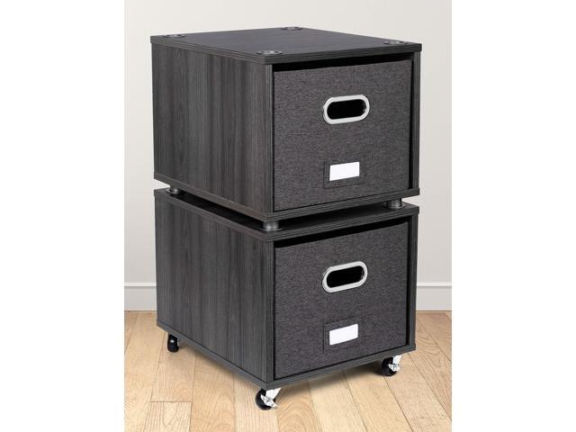 BIRDROCK HOME Rolling File Cabinet Decorative Storage Shelf w/Removable Bins, Handles, and Wheels Organize Files, Books, Toys, Under Desk Office...