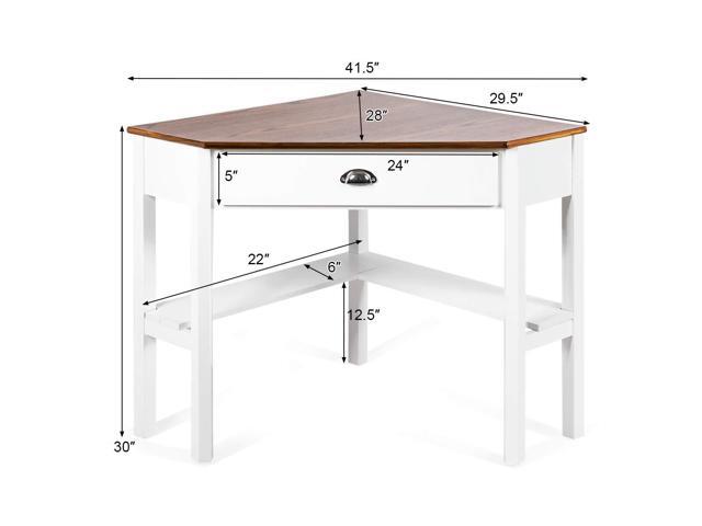 Tangkula Corner Desk, Corner Computer Desk with Drawer for Small Space, Small Corner Makeup Vanity Desk, 90 Degrees Triangle Corner Desk with...