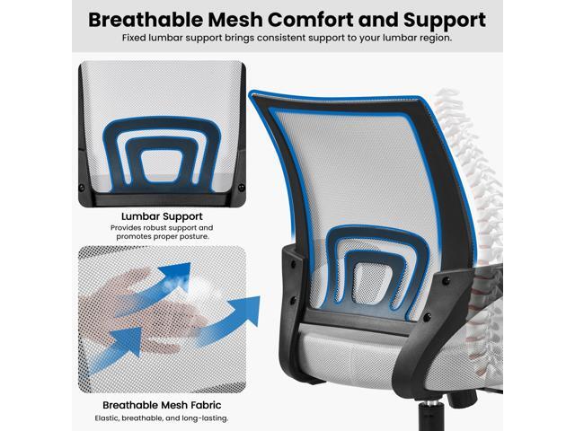 Yaheetech Ergonomic Office Chair Mid Back Computer Chair Mesh Desk Chair with Lumbar Support Armrest Executive Rolling Swivel Adjustable Task Chair...
